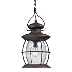 Big Oak Forge Collection 1-Light Weathered Charcoal Outdoor Pendant