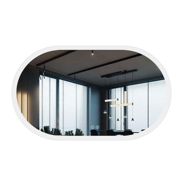 Unbranded 28 in. W x 40 in. H Small Rectangular Steel Framed Dimmable Wall Bathroom Vanity Mirror