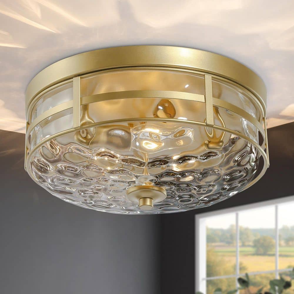 かなでもの　Gold × Glass　Ceiling Light 3 TOBUSA 3-Light Gold Semi Flush Mount Light Fixture, Modern Ceiling