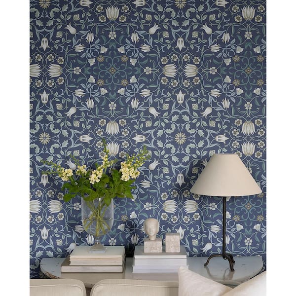 Blue No 1 Holland Park Floral Non-Pasted Non Woven Wallpaper Sample