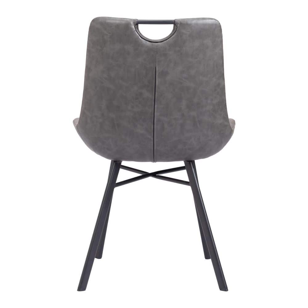 Vintage Gray Velvet Upholstered Side Chairs with Metal Legs, Set of 2