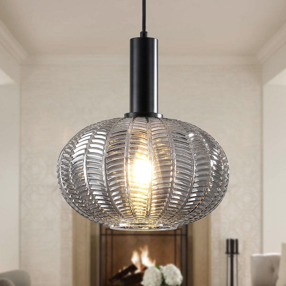 1-Light Black and Smoked Gray Modern Globe Adjustable Glass Pendant Light for Kitchen Island with No Bulbs Included price history on PriceWatchPro