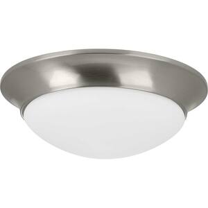 14 in. 2-Light Brushed Nickel Etched Glass Flush Mount
