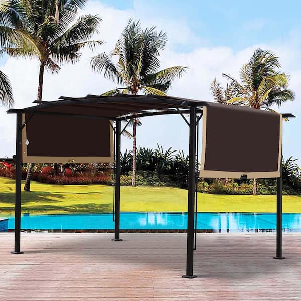 12x9FT Universal Pergola Replacement Canopy Outdoor Canopy Shade Cover Waterproof Shade Top Cover in Brown