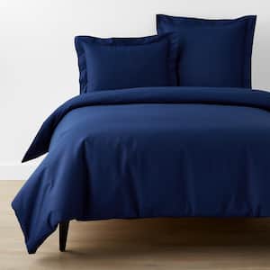Company Essentials Navy King Organic Cotton Percale Duvet Cover
