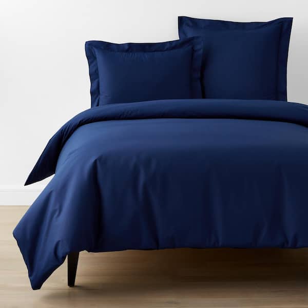 The Company Store Company Essentials Navy King Organic Cotton Percale Duvet Cover