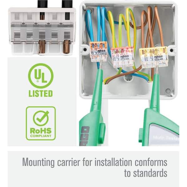 2773 Series 8-Port Push-In Wire Connector for Junction Boxes, Electrical Connector with Light Gray Cover, 5-Pack