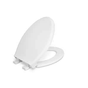 Elongated Closed Front Toilet Seat in . White with Slow Close