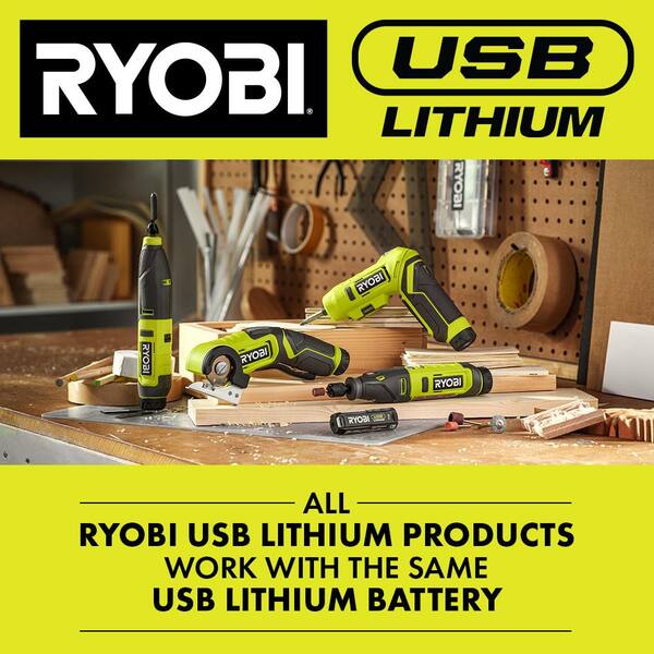 Ryobi USB Lithium Glue Pen Kit with 2.0 Ah USB Lithium Battery and Charging Cable