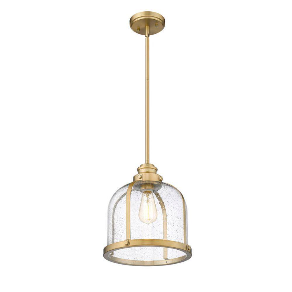 Heritage Brass Glass LED Indoor/Outdoor Pendant Light