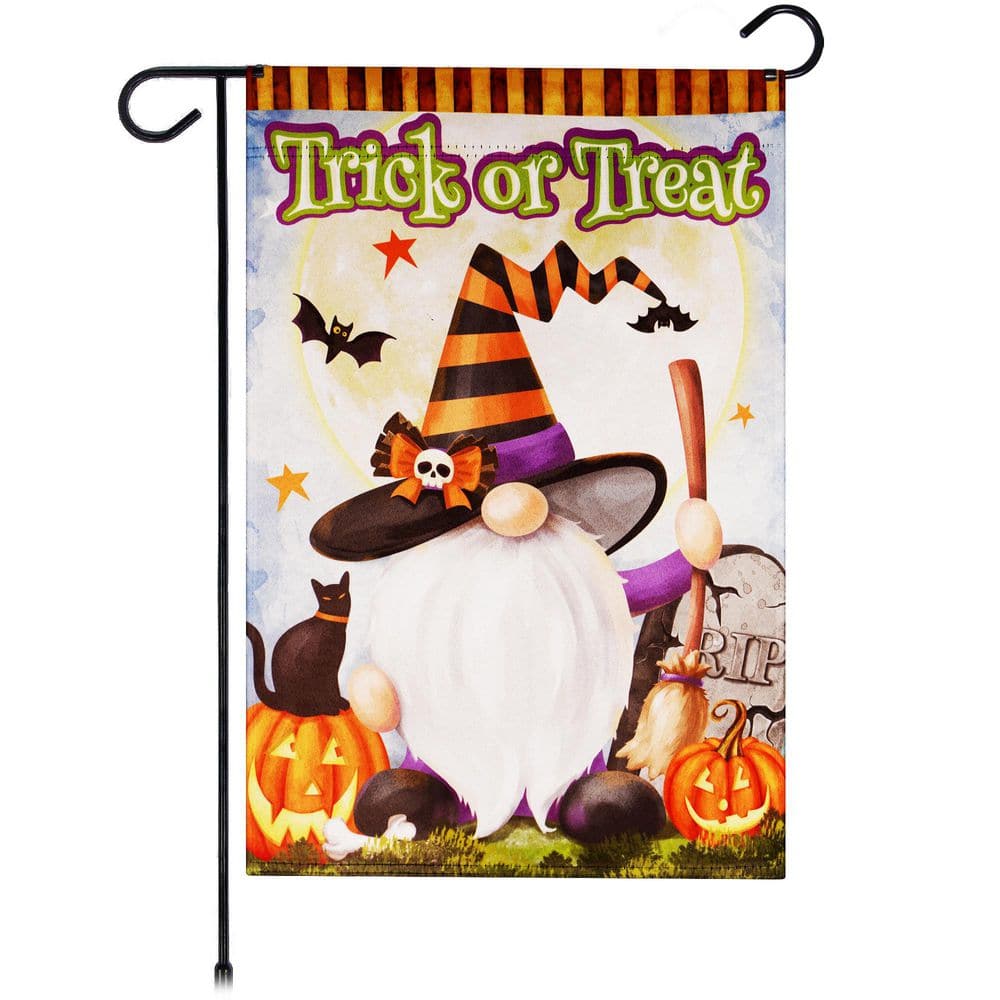 1 ft. x 1.5 ft. Polyester Trick or Treat Witch Hat Gnome with Broom Garden Flag 2-Sided Printed Blockout price history on PriceWatchPro