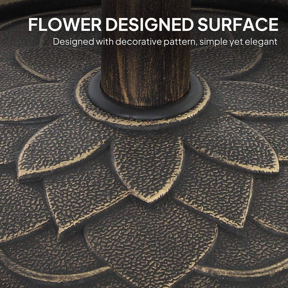 Bronze Round Concrete Patio Umbrella Base with Lotus Design