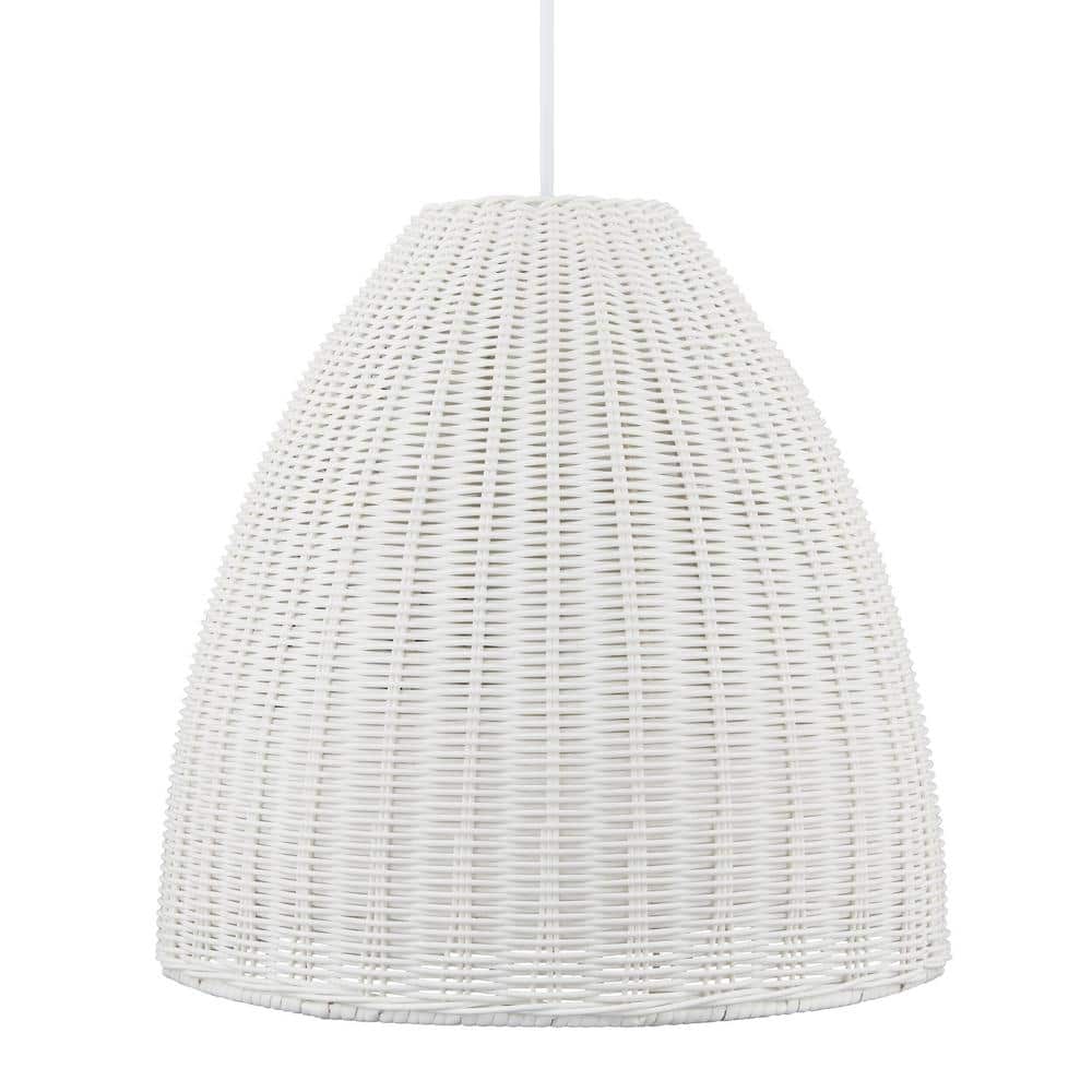 Hemmens 16 in. 1-Light White Outdoor Hanging Light Pendant Light with White Resin Wicker Shade price history on PriceWatchPro