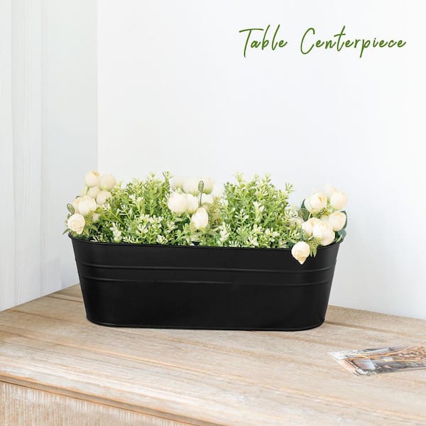 Metal 3 Pcs Black Rectangular Hanging Flower Pots for Railing Fence Outdoor  Planter with Hooks (-Pack) OG100PH033 - The Home Depot