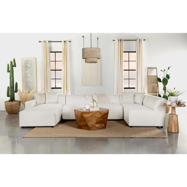 Freddie Pearl Performance Fabric Upholstered Square Ottoman