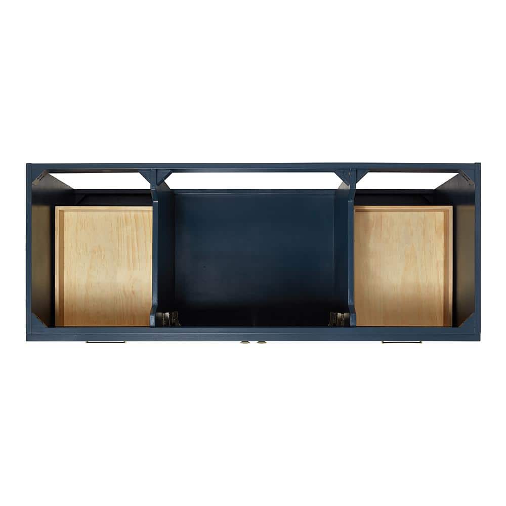 Midnight Blue 54" Freestanding Single Vanity Cabinet with Brass Hardware