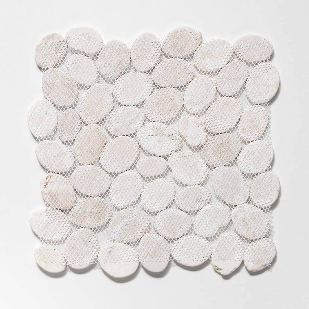 White Tumbled Marble Pebble Mosaic Tile for Floors and Walls