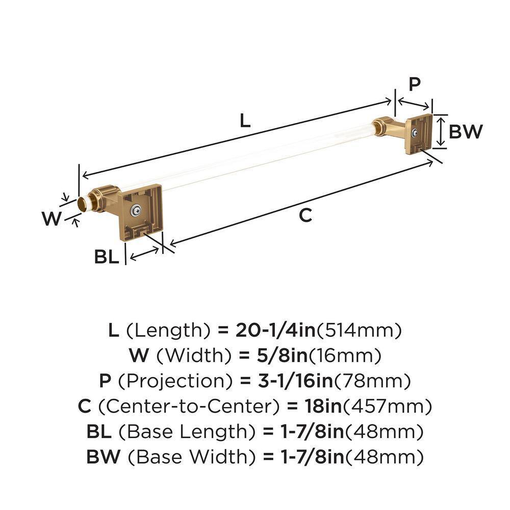 Clear and Champagne Bronze 18" Wall Mounted Towel Bar