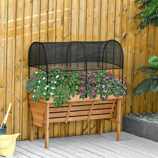 Outdoor Garden Raised Bed w/ Trellis Planter Box Kit Grow Flower Vegetable Stand 