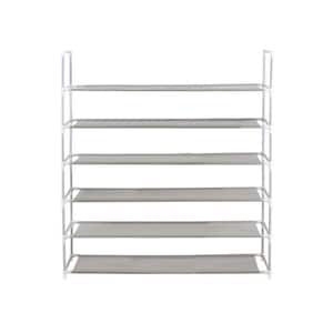 40 in. H x 43 in. W 30-Shoe-Pair Gray Stainless Steel Stackable Shoe Rack