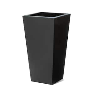 15 in. x 28 in. Tremont Tall Square Tapered Planter Onyx Black