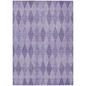 Purple 8 ft. x 10 ft. Woven Geometric Rectangle Indoor/Outdoor Area Rug