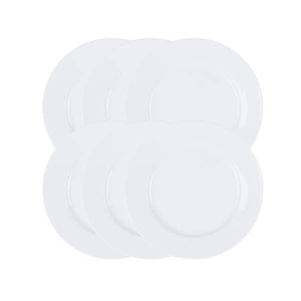 OUR TABLE Simply White 6-Piece 8 in. Porcelain Salad Plate Set