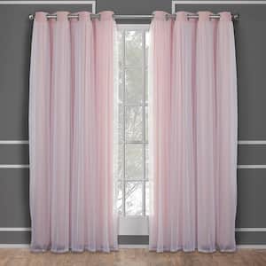 Catarina Rose Blush Solid Lined Room Darkening Grommet Top Curtain, 52 in. W x 84 in. L (Set of 2)