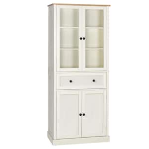72 in. H Off-White Kitchen Storage Pantry Cabinet Closet with Doors and Adjustable Shelves