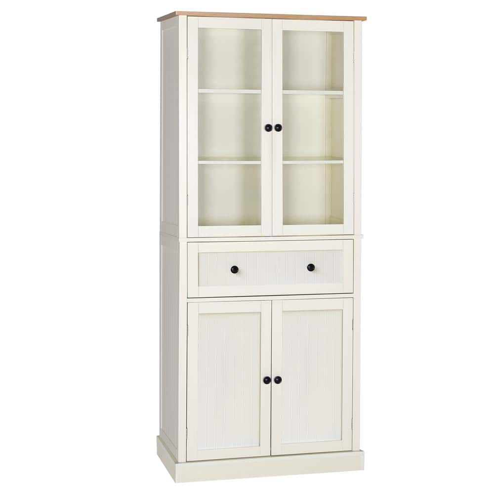 VEIKOUS 72 in. H OffWhite Kitchen Storage Pantry Closet with