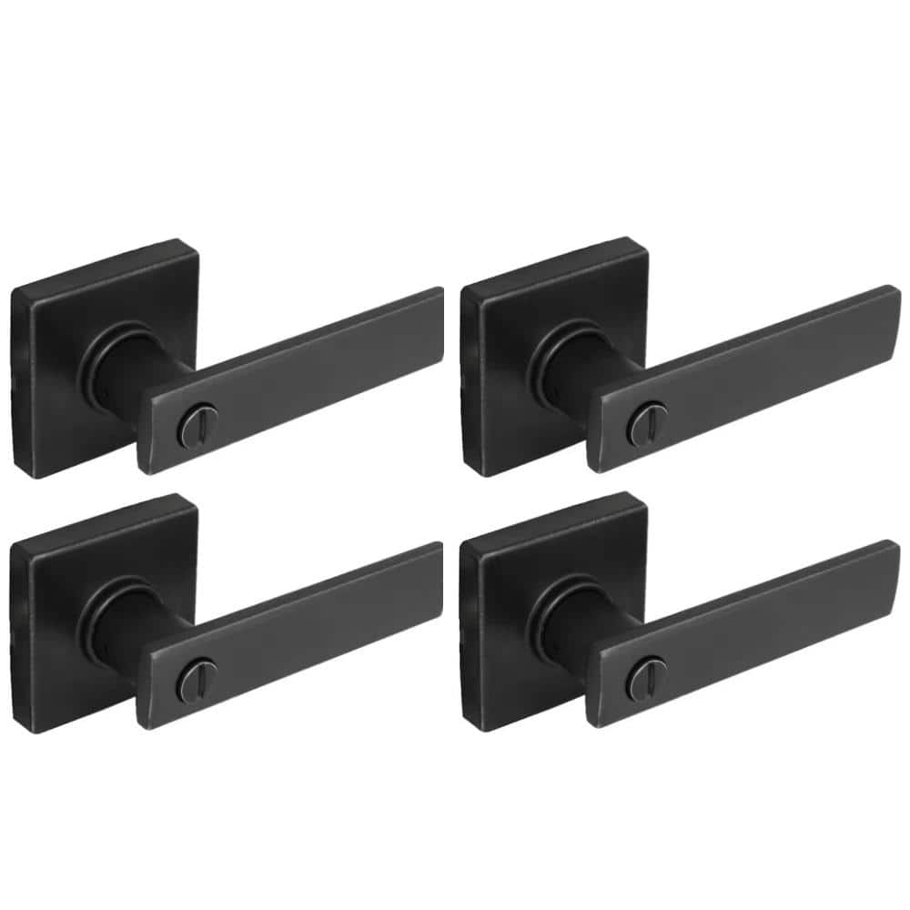 Defiant Westwood Matte Black Bed Bath Door Lever With Square Rose (4 