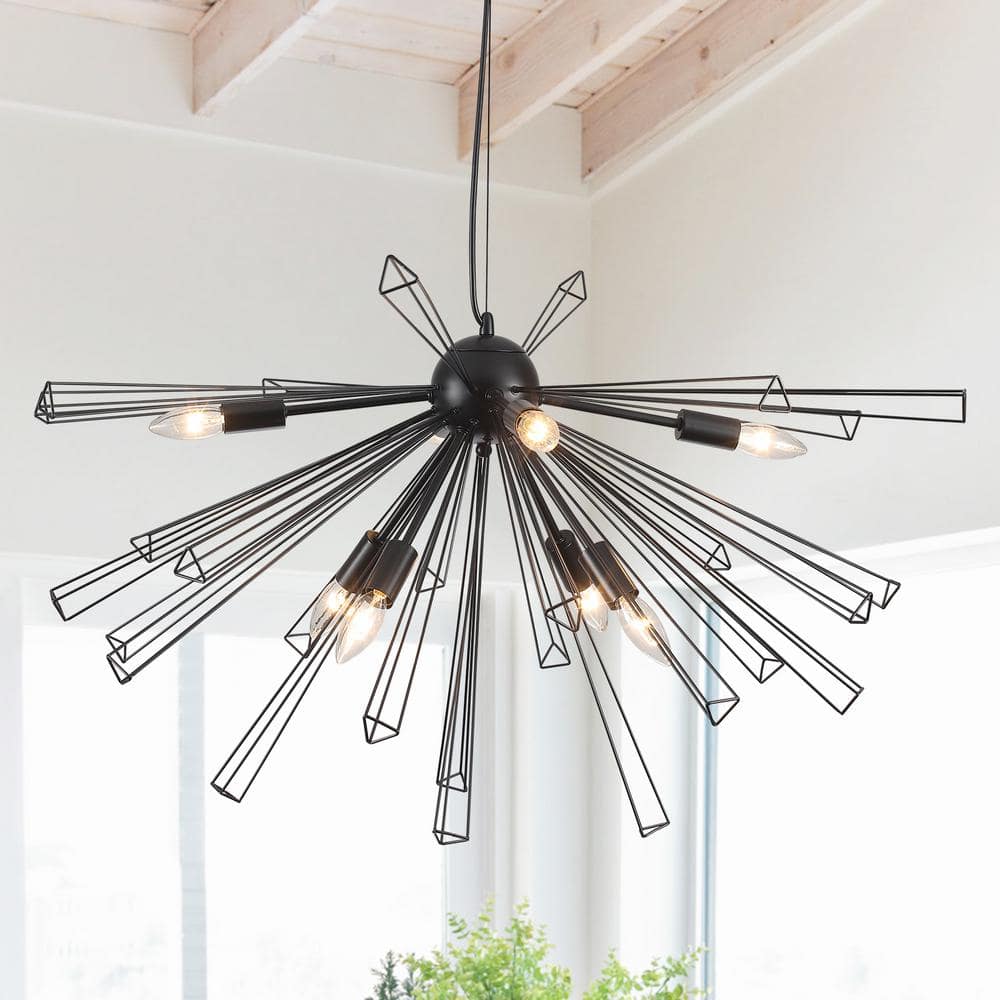 Rustic State Octopus 6- Light Black Linear Sputnik Chandelier Black and good Brass