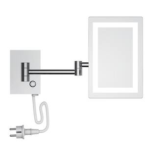 6.3 in. W x 9.4 in. H Rectangular LED Magnifying Wall Mounted Bathroom Makeup Mirror in Chrome