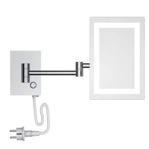 6.3 in. W x 9.4 in. H Rectangular LED Magnifying Wall Mounted Bathroom Makeup Mirror in Chrome