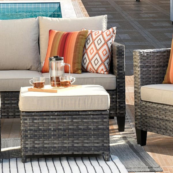 Esplorilo 3 Pieces Outdoor Patio Manual Rattan Wicker Furniture Sets,Patio  Table and Chairs with 5-inches Thick Cushion Outdoor Sofa