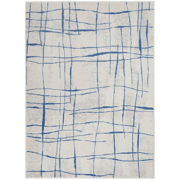 Nourison Whimsicle Ivory Blue 4 ft. x 6 ft. Abstract Contemporary Area Rug