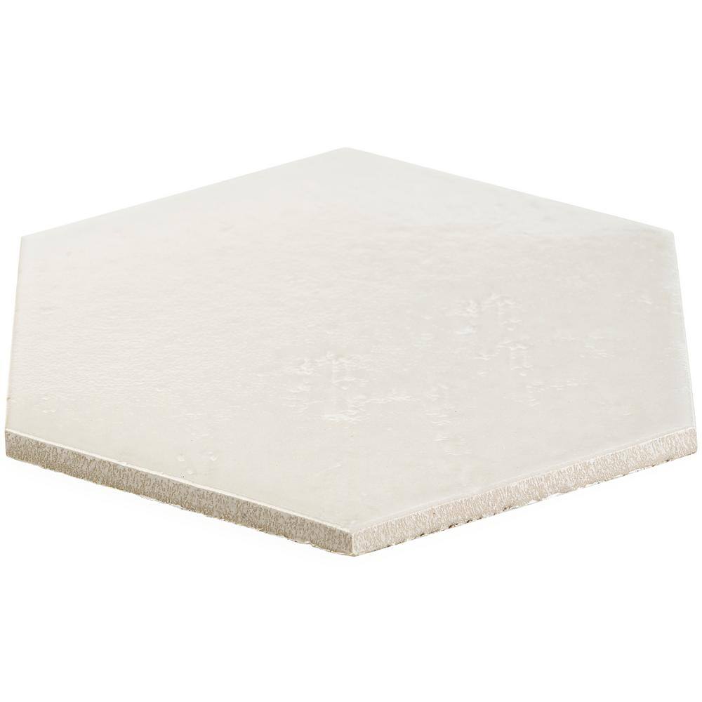 Triton Beige Glossy Hexagon Porcelain Shower Tile