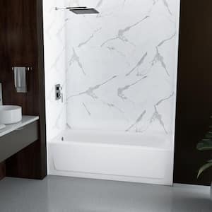 Maui Plus 60 in. x 32 in. Alcove Soaking Bathtub with Left Drain in White