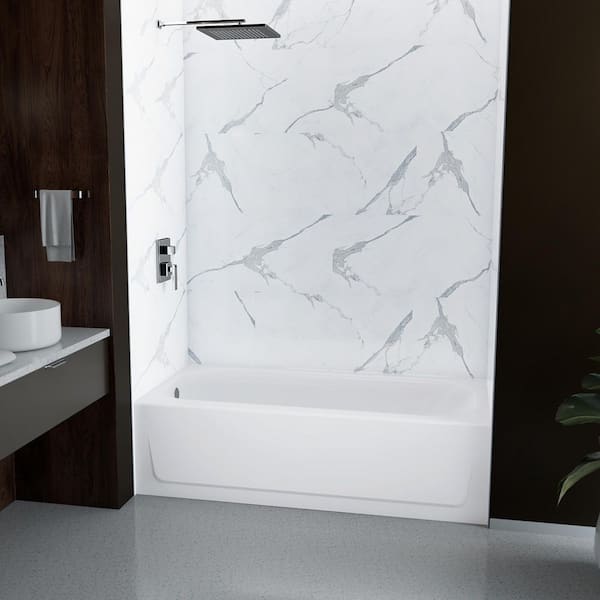 Maui Plus 60 in. x 32 in. Alcove Soaking Bathtub with Left Drain in White