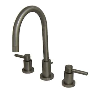 Concord 8 in. Widespread 2-Handle Bathroom Faucets with Brass Pop-Up in Brushed Nickel