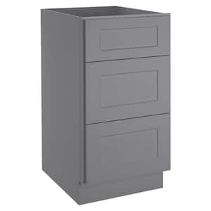 18 in. W x 24 in. D x 34.5 in. H in Shaker Gray Plywood Ready to Assemble Floor Base Kitchen Cabinet with 3 Drawers