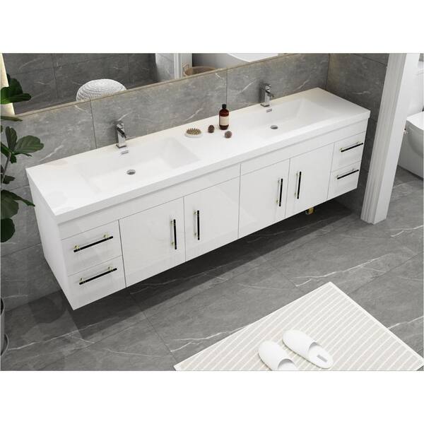 Elsa 72” Freestanding Vanity With Royal White Reinforced Acrylic Double  Sink Top