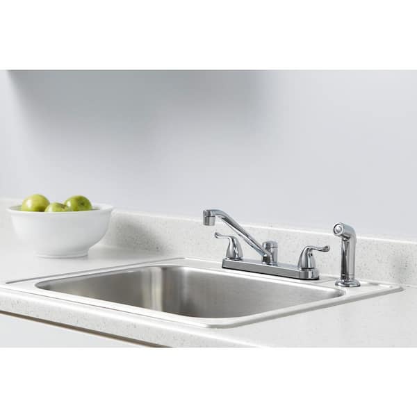 Glacier Bay Constructor 2-Handle Standard Kitchen Faucet w/ Side Sprayer Chrome
