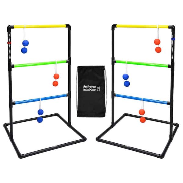 GoFloats Indoor/Outdoor Ladder Toss Game Set with 6 Rubber Bolos, Portable Carrying Case and Score Trackers