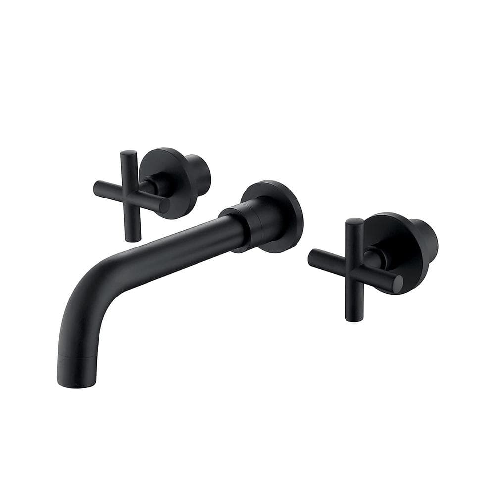 Fapully Contemporary Double Handle Wall Mounted Bathroom Faucet, Cross