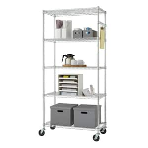 EcoStorage Chrome 5-Tier Rolling Steel Wire Shelving Unit (36 in. W x 77 in. H x 18 in. D)
