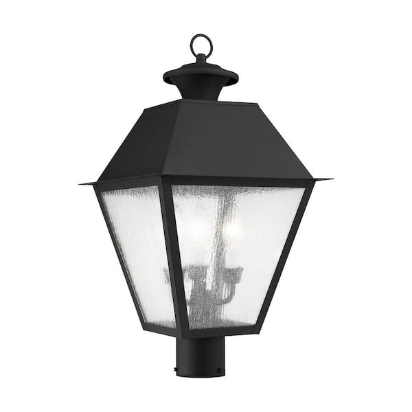 AVIANCE LIGHTING Willowdale 22 in. 3-Light Black Cast Brass Hardwired Outdoor Rust Resistant Post Light with No Bulbs Included
