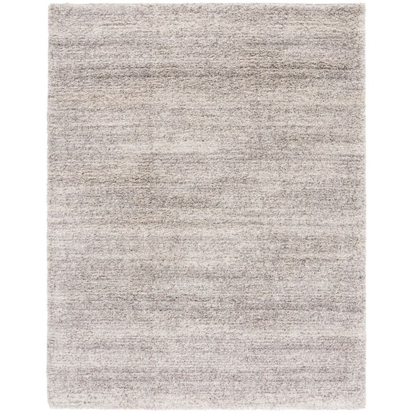 Hudson Shag 11 ft. x 15 ft. Ivory/Gray Solid Marle Area Rug