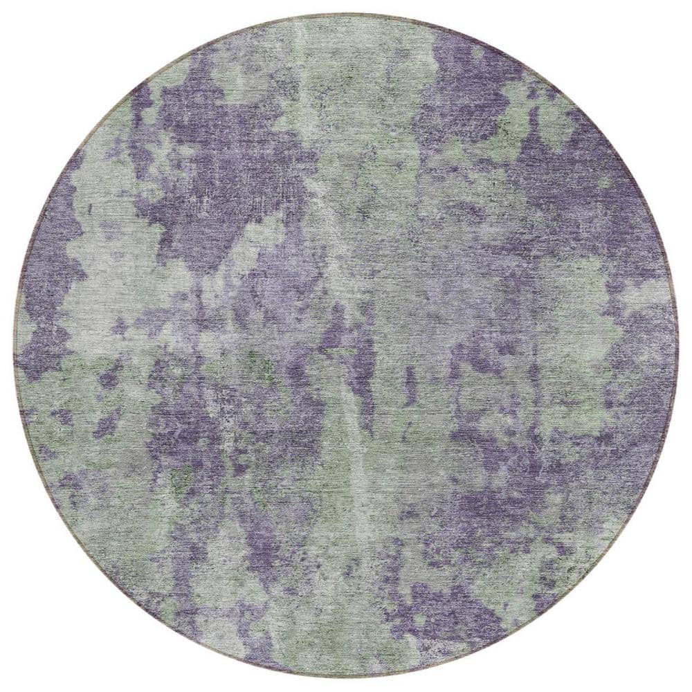 Purple and Green 8 ft. Round Woven Abstract Round Indoor/Outdoor Area Rug price history on PriceWatchPro