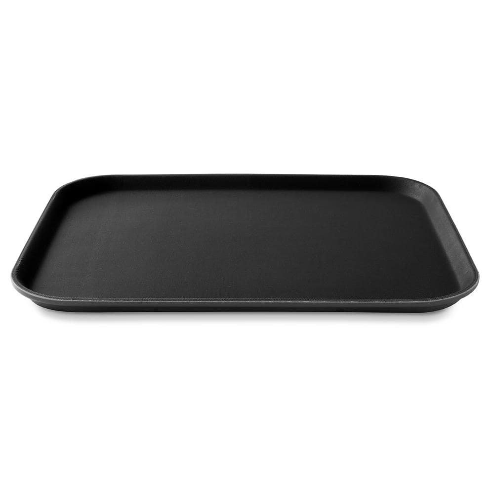 Jubilee 14" x 18" Black Rectangular Non-Skid Serving Trays, Set of 2